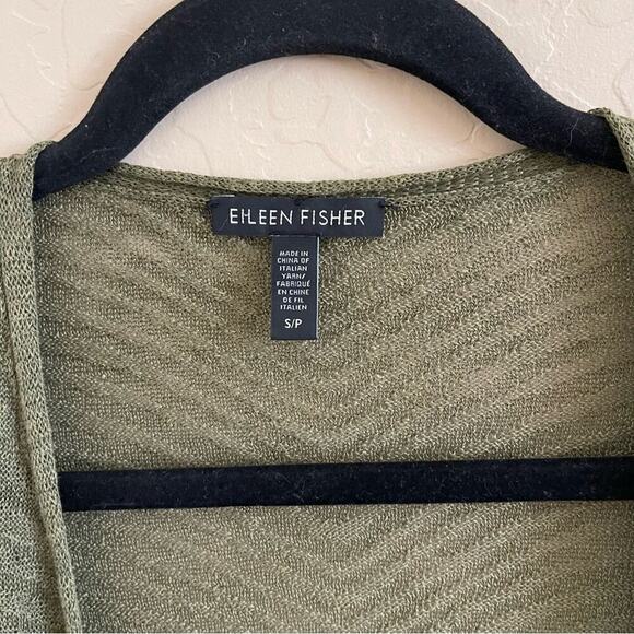 Eileen Fisher Olive Green Linen Knit Cardigan - Picture 6 of 6